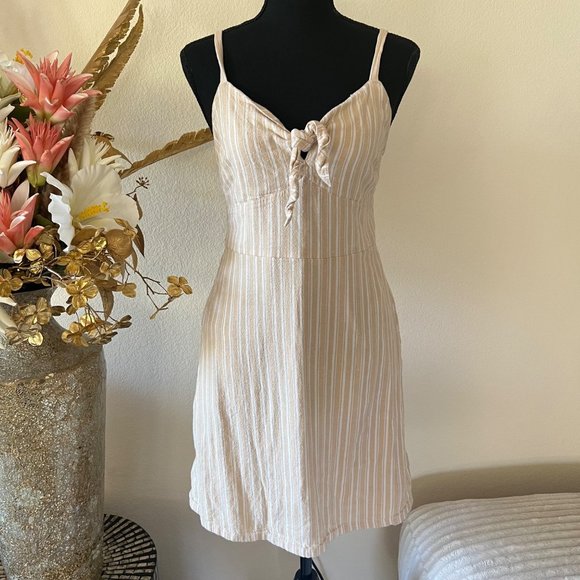 Hollister Babydoll Y2K Yellow & White Striped Cotton Mini Dress - Picture 1 of 8